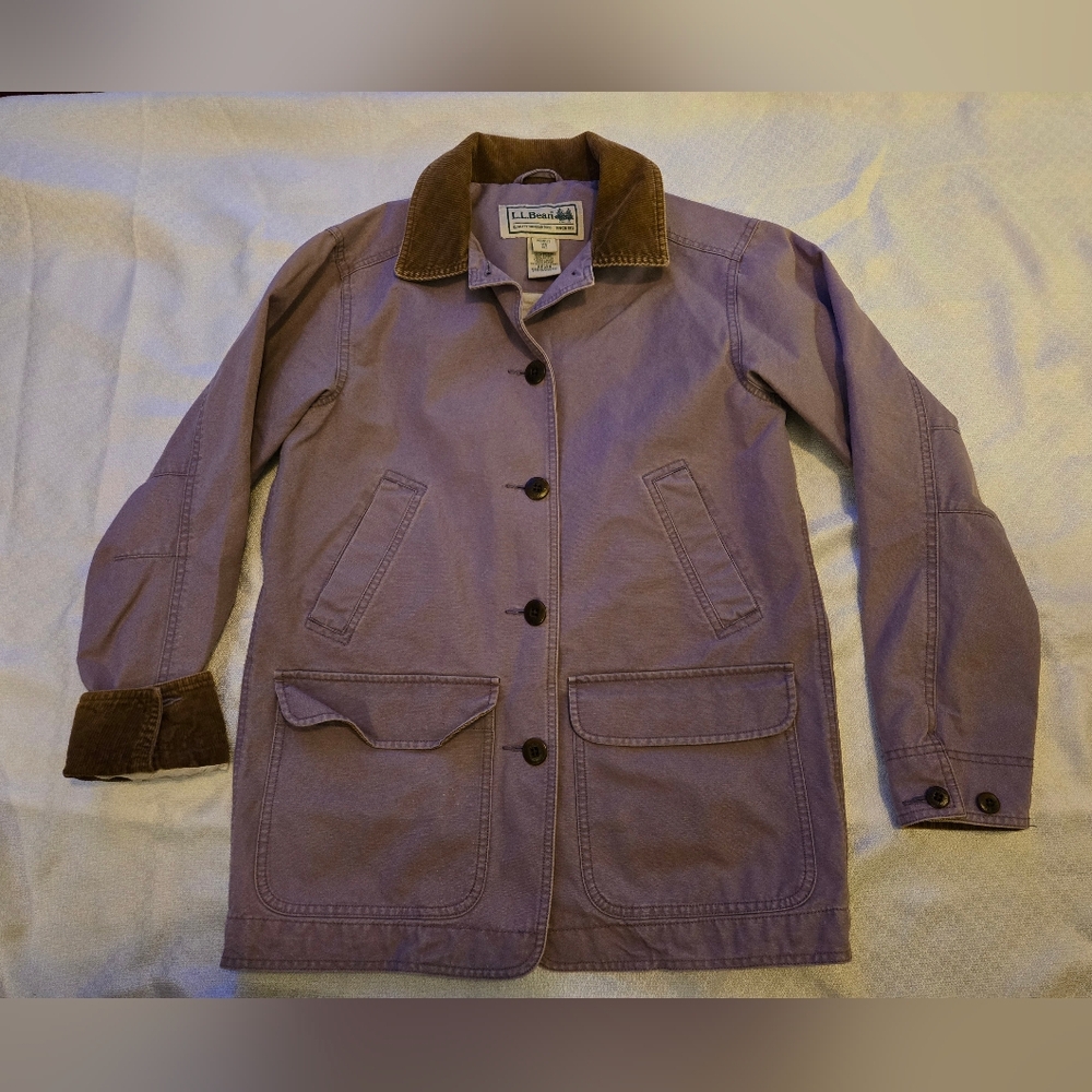 Vintage L.L. BEAN Womens Canvas  JACKET Barn Coat Quilt Lined Corduroy Size XS